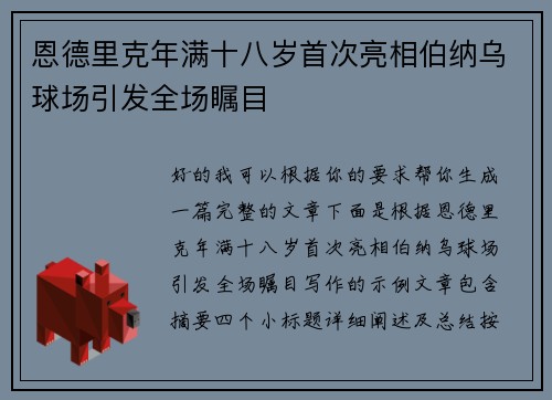 恩德里克年满十八岁首次亮相伯纳乌球场引发全场瞩目